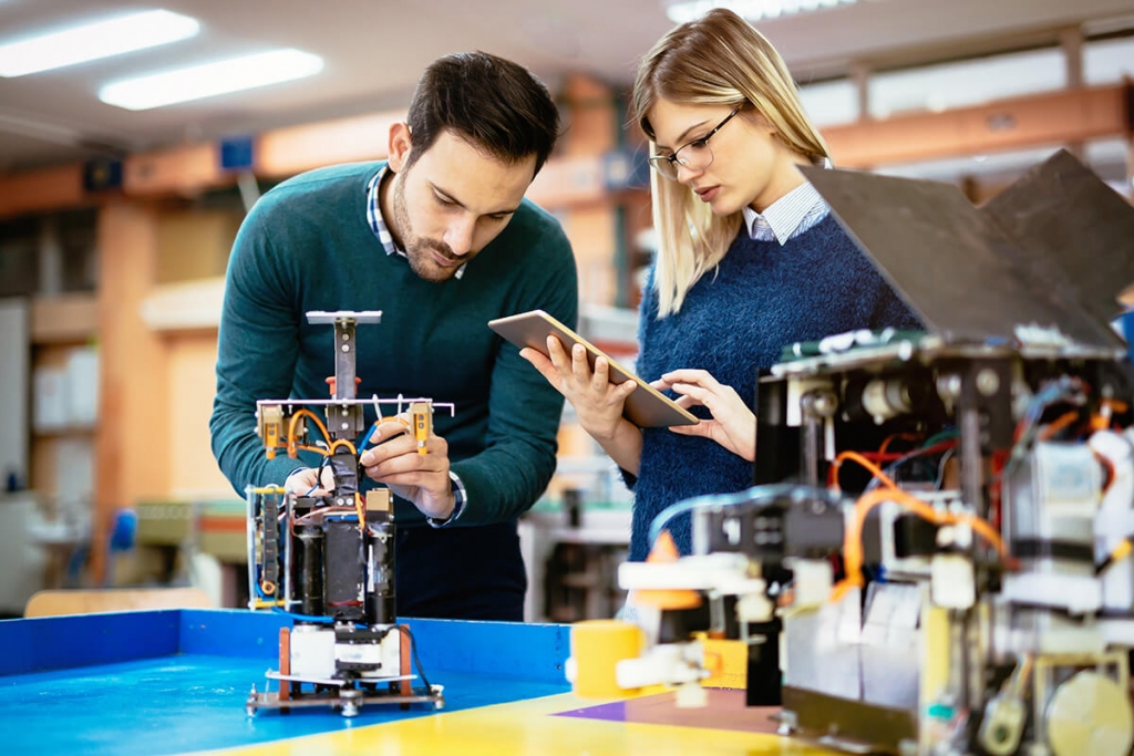 Students in a college lab